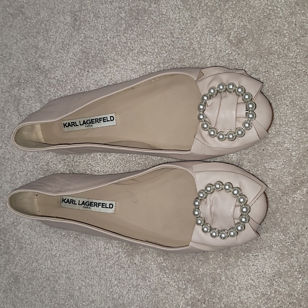 Karl Lagerfeld Ballet Flat with Pearl Detail